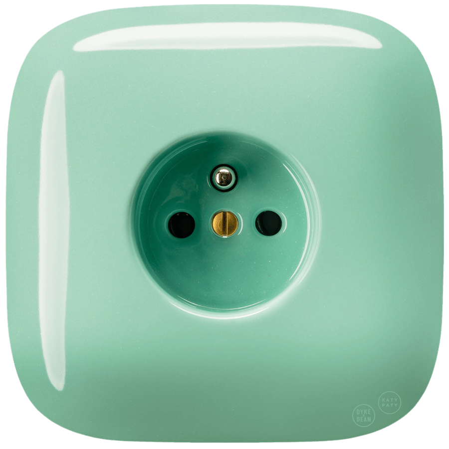Mint square porcelain 2-pin Euro wall socket by Katy Paty