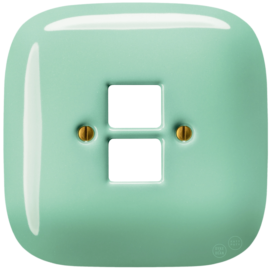 Mint square porcelain PC and USB data wall socket by Katy Paty
