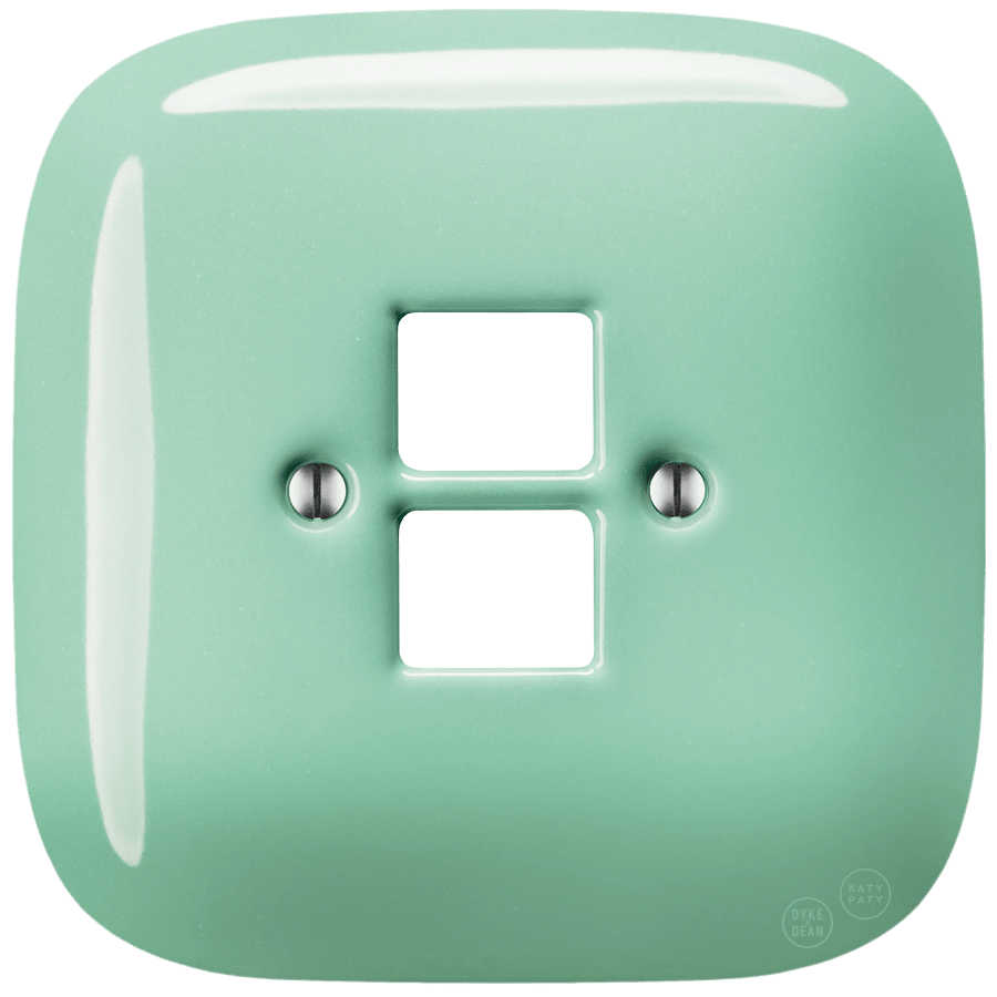 Mint square porcelain PC and USB data wall socket by Katy Paty