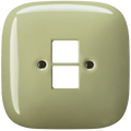 Moss Green square porcelain PC data wall socket by Katy Paty