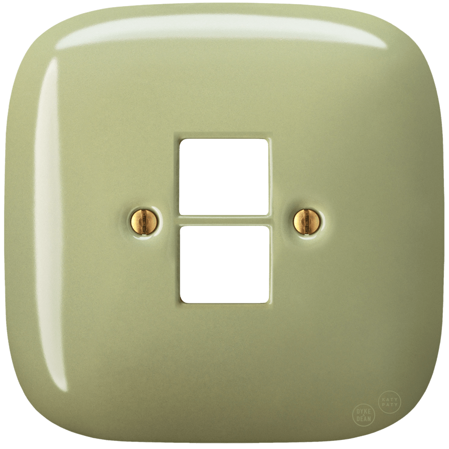 Moss Green square porcelain PC data wall socket by Katy Paty