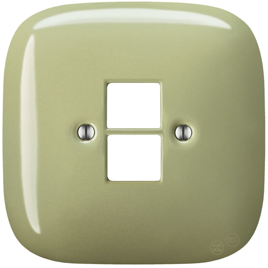 Moss Green square porcelain PC data wall socket by Katy Paty