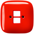 Red square porcelain PC data wall socket by Katy Paty