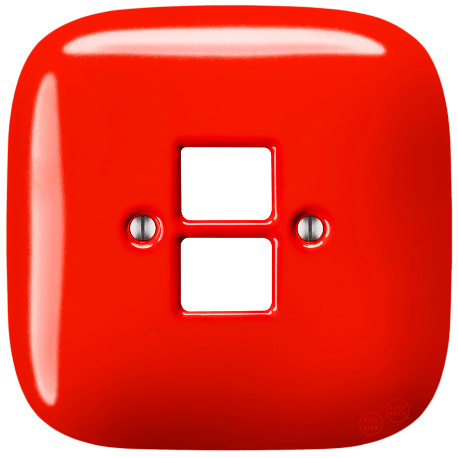 Red square porcelain PC data wall socket by Katy Paty