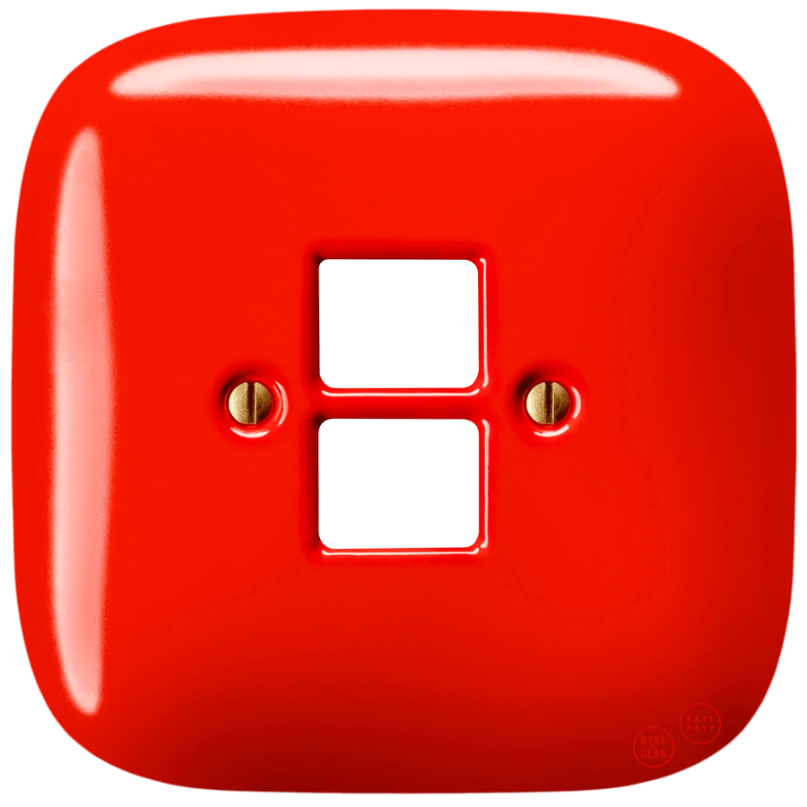 Red square porcelain PC data wall socket by Katy Paty