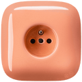 Salmon square porcelain 2-pin Euro wall socket by Katy Paty