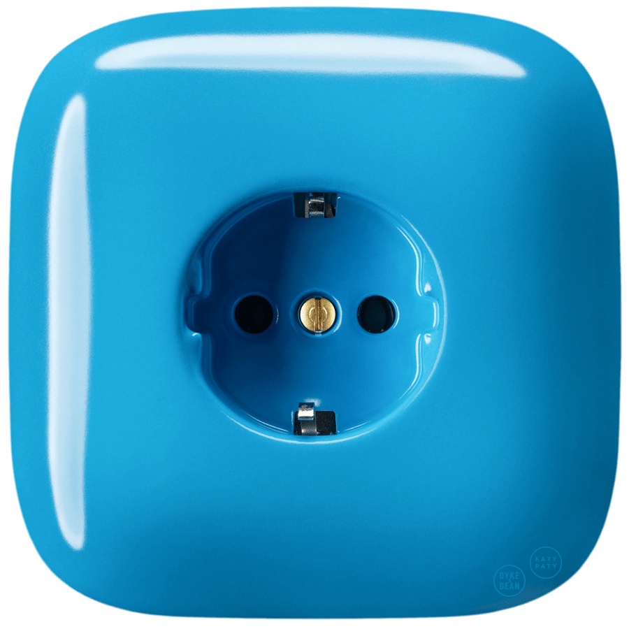 Azure square porcelain schuko wall socket by Katy Paty