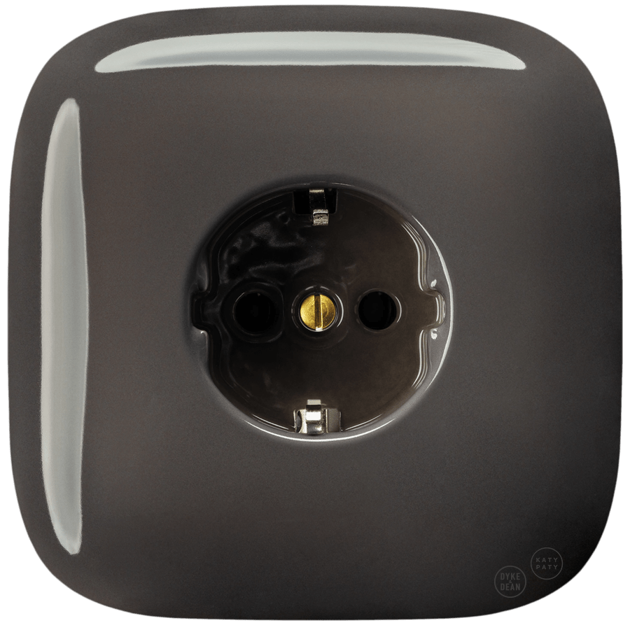 Brown square porcelain schuko wall socket by Katy Paty