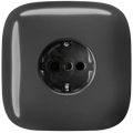 Dark Grey square porcelain schuko wall socket by Katy Paty