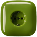 Green square porcelain schuko wall socket by Katy Paty