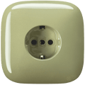 Moss Green square porcelain schuko wall socket by Katy Paty
