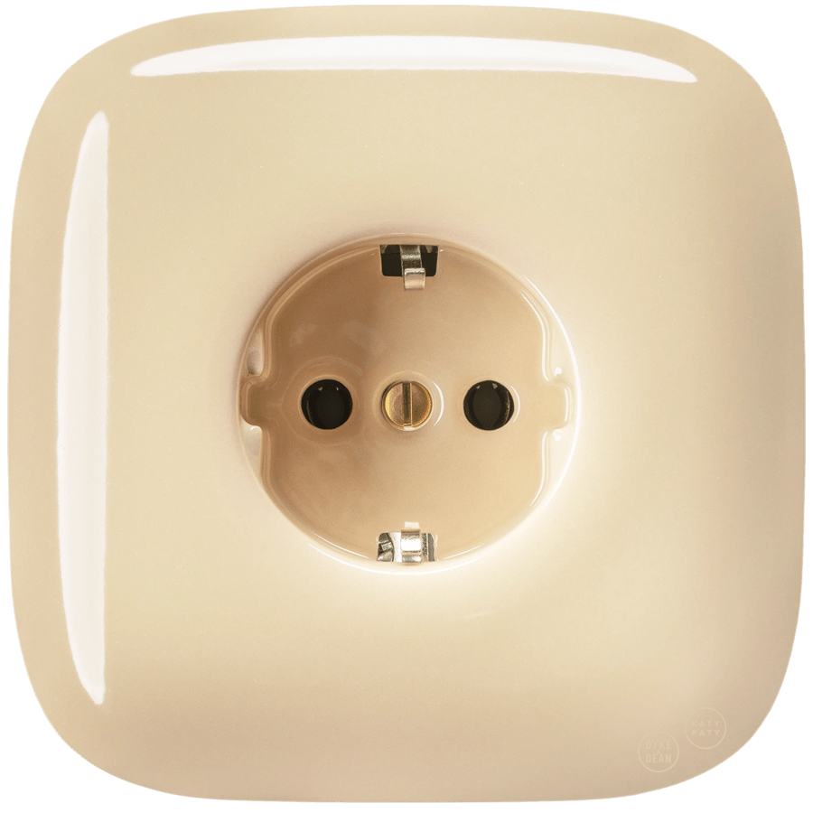 Sand square porcelain schuko wall socket by Katy Paty