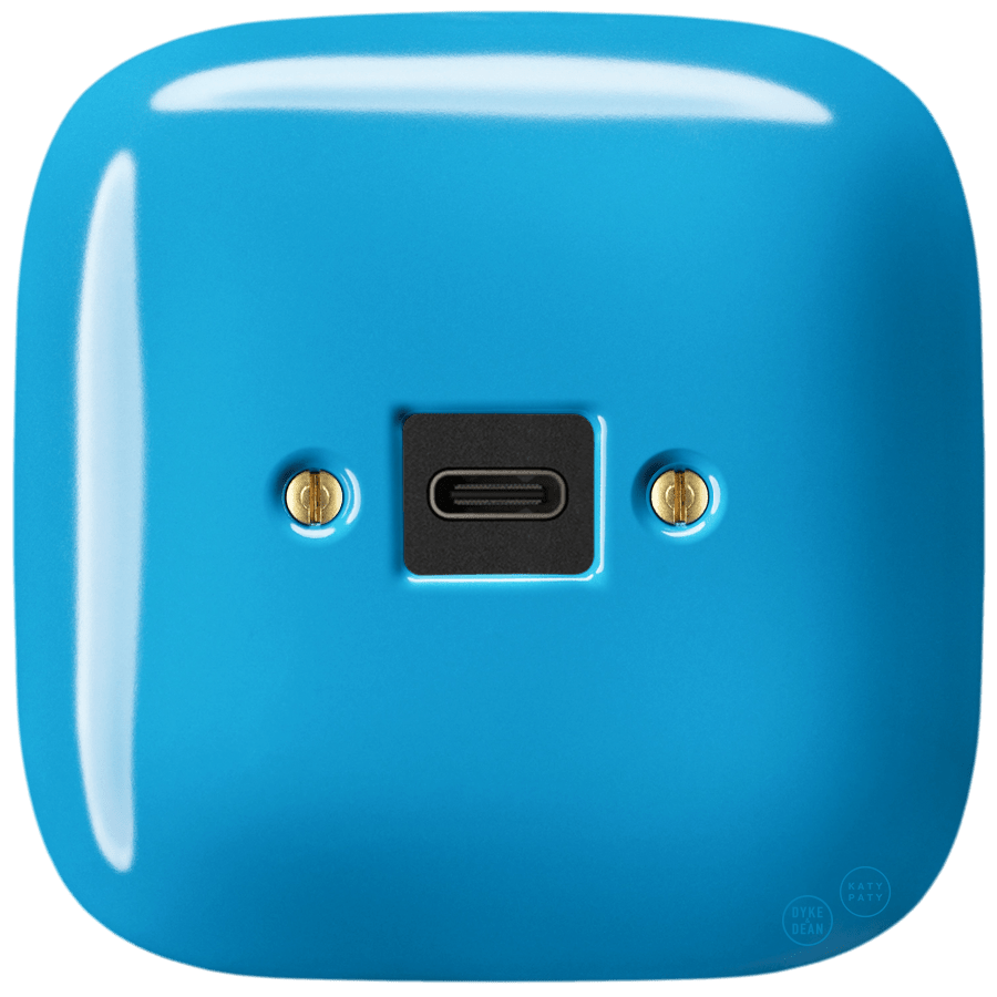 Azure square porcelain USB-C charger wall socket by Katy Paty