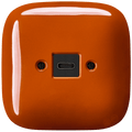 Brick Red square porcelain USB-C charger wall socket by Katy Paty