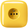 Yellow square porcelain 2-pin Euro wall socket by Katy Paty