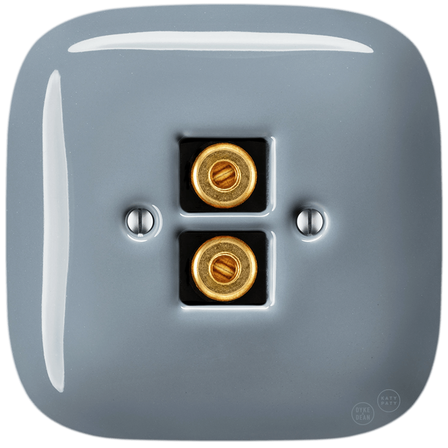 Ash Grey square porcelain wall speaker socket by Katy Paty