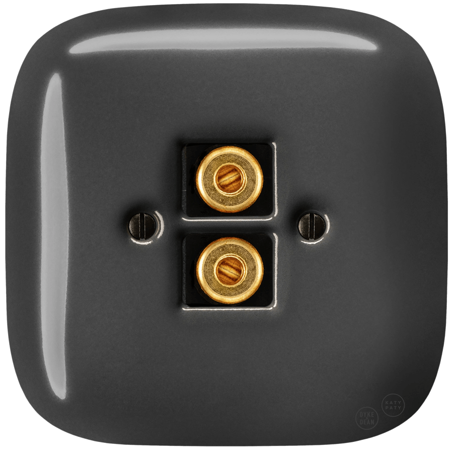 Dark Grey square porcelain wall speaker socket by Katy Paty