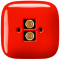 Red square porcelain wall speaker socket by Katy Paty
