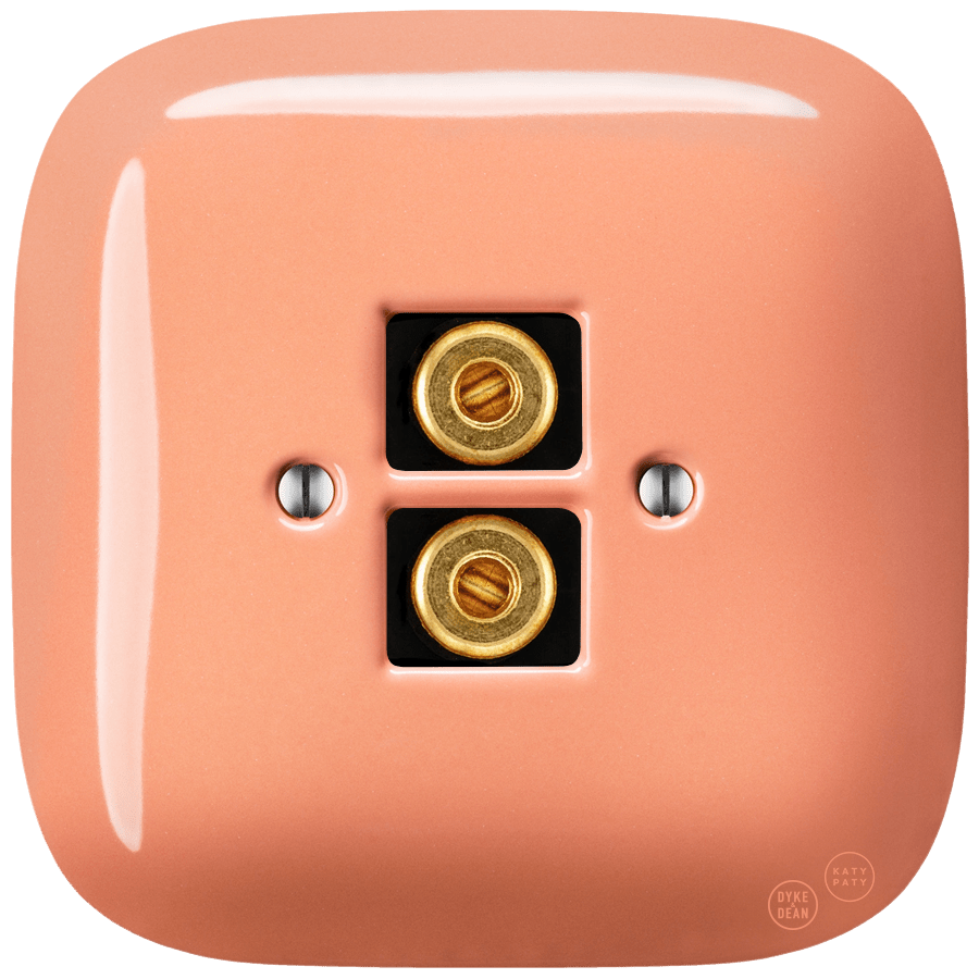 Salmon square porcelain wall speaker socket by Katy Paty