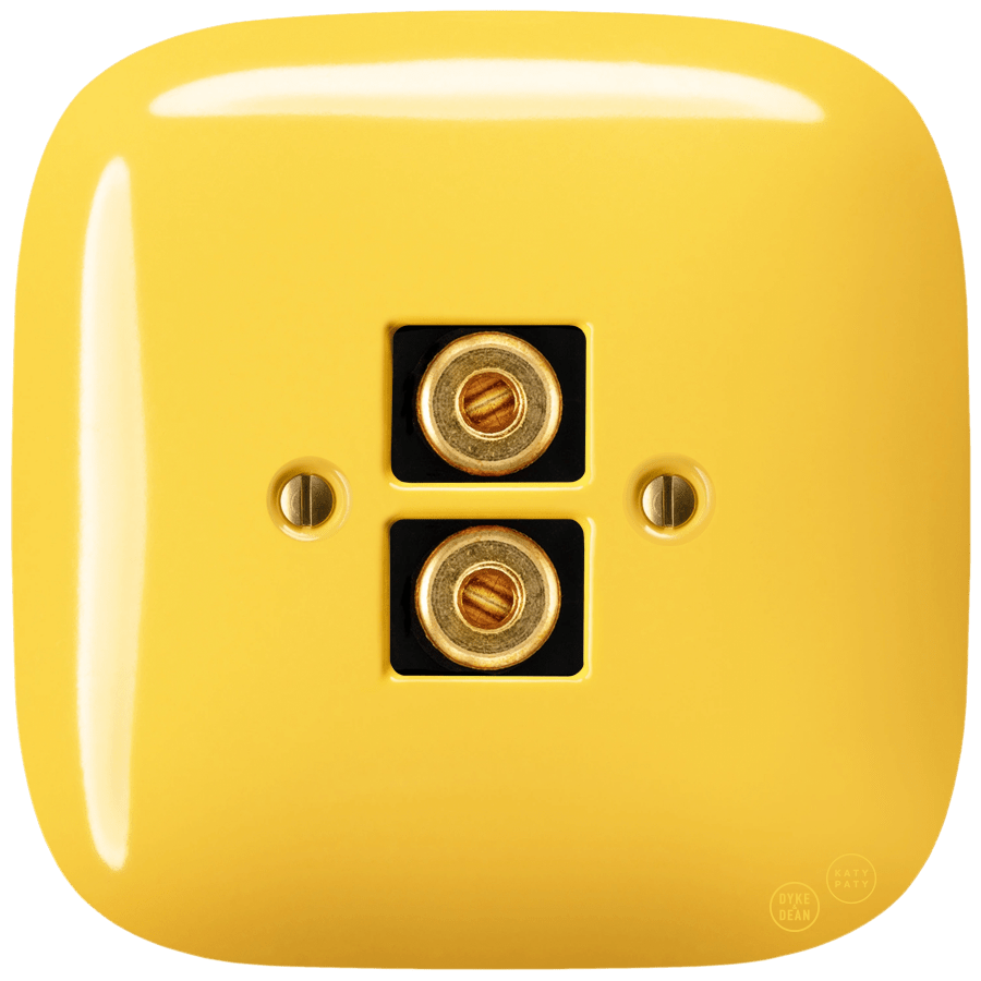 Yellow square porcelain wall speaker socket by Katy Paty