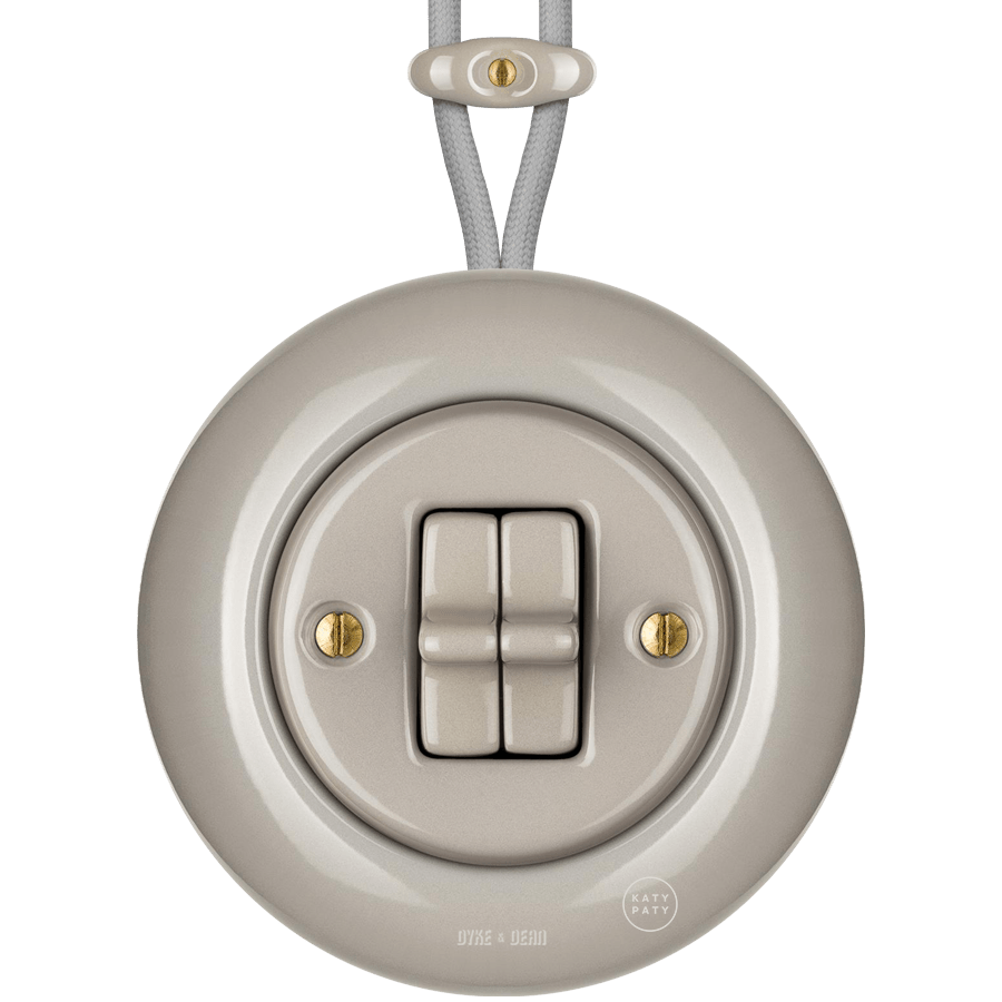 Cappuccino round porcelain surface-mounted double toggle switch by Katy Paty