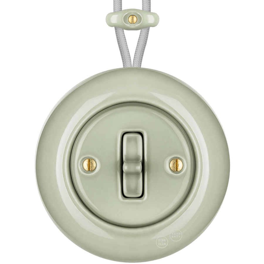 Grey Green round porcelain surface-mounted toggle switch by Katy Paty