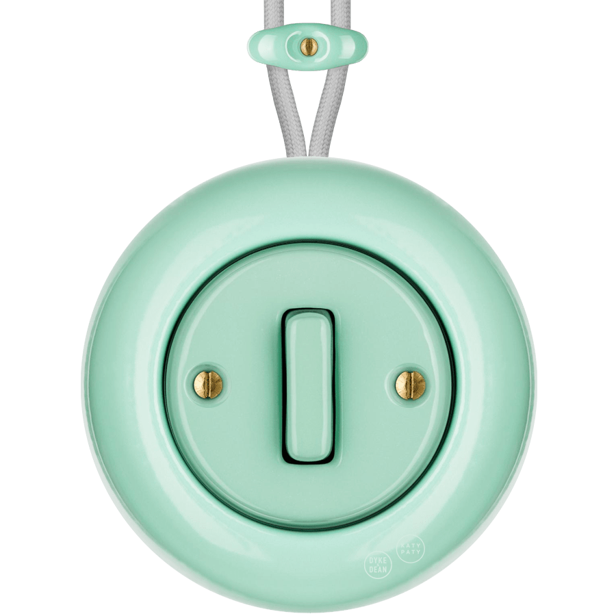 Mint round porcelain surface-mounted slim button switch by Katy Paty