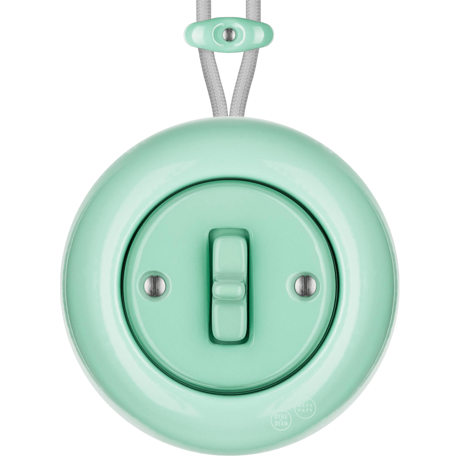 Mint round porcelain surface-mounted toggle switch by Katy Paty