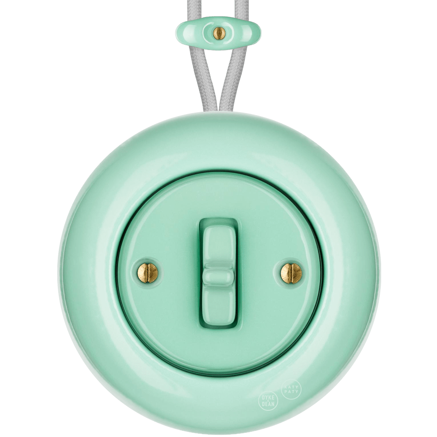 Mint round porcelain surface-mounted toggle switch by Katy Paty
