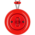 Red round porcelain surface-mounted toggle switch by Katy Paty