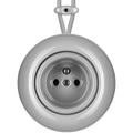 Grey round porcelain surface-mounted 2-pin Euro socket by Katy Paty