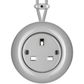 Grey round porcelain surface-mounted UK socket by Katy Paty