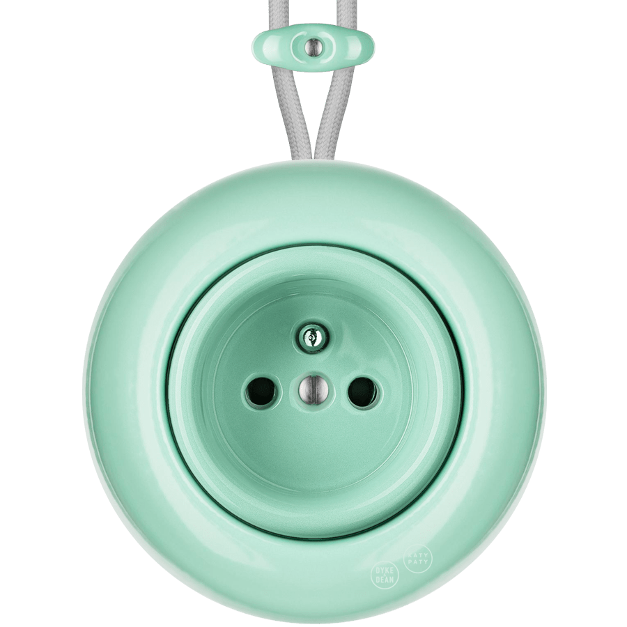 Mint round porcelain surface-mounted 2-pin Euro socket by Katy Paty