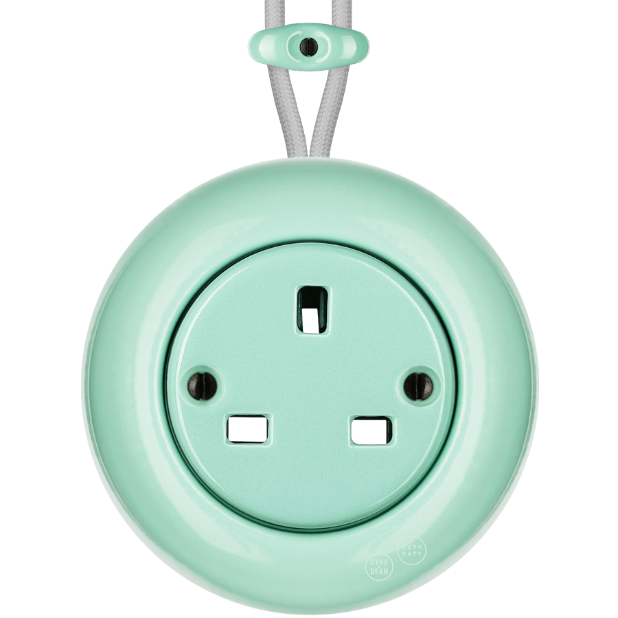 Mint round porcelain surface-mounted UK socket by Katy Paty
