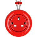 Red round porcelain surface-mounted UK socket by Katy Paty