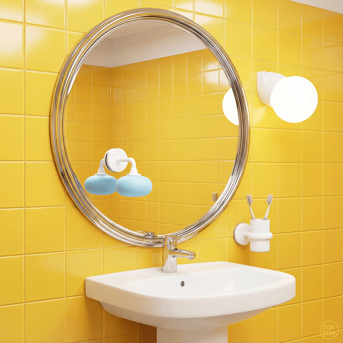 WHITE GLOBE PORCELAIN WATERPROOF ANGLED WALL LIGHT - DYKE & DEAN