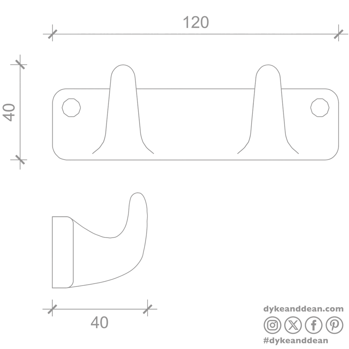 WHITE PORCELAIN HOOK 2 - DYKE & DEAN