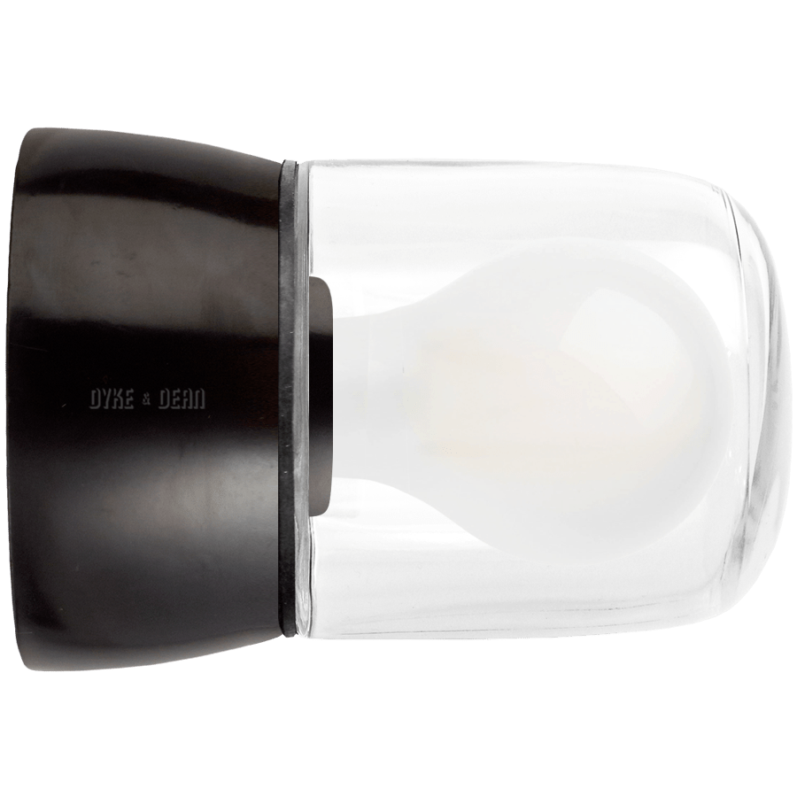 Glossy Bakelite rear-wired wall light with a screw-on opal glass shade