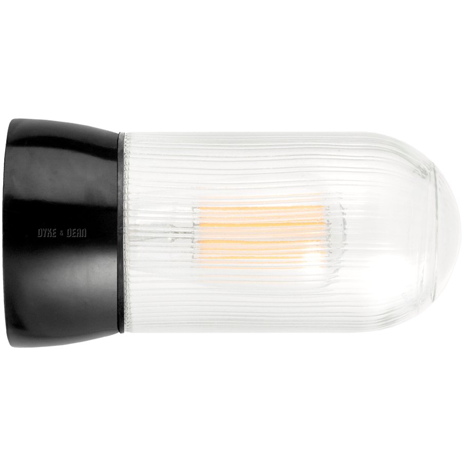Glossy Bakelite rear-wired wall light with a screw-on opal glass shade