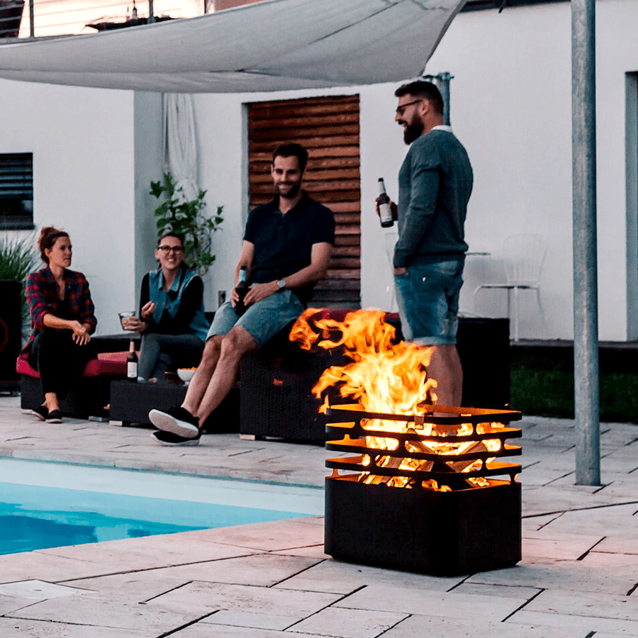 CUBE FIRE BASKET & GRILL RUSTY CUBE GRILL - DYKE & DEAN