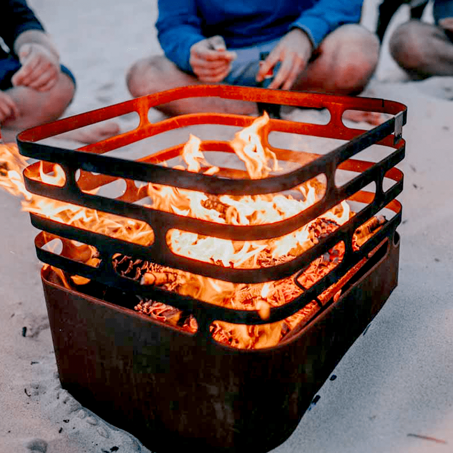 CUBE FIRE BASKET & GRILL RUSTY CUBE GRILL - DYKE & DEAN