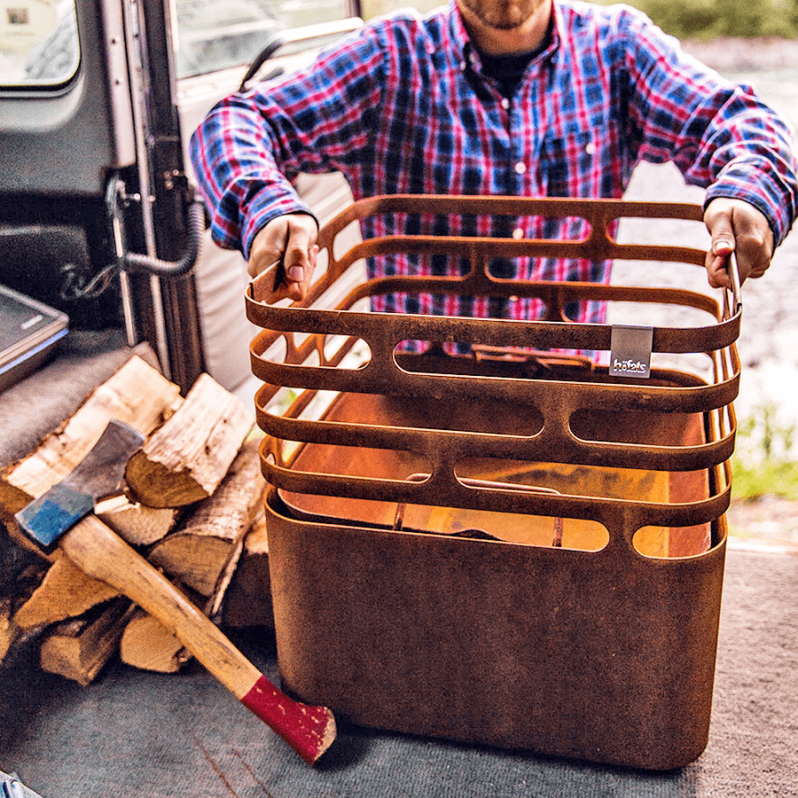 CUBE FIRE BASKET & GRILL RUSTY CUBE GRILL - DYKE & DEAN