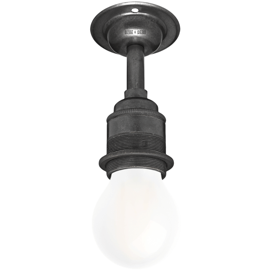 DARK BRASS FIXED EXTENDED E27 WALL BULB HOLDER - DYKE & DEAN