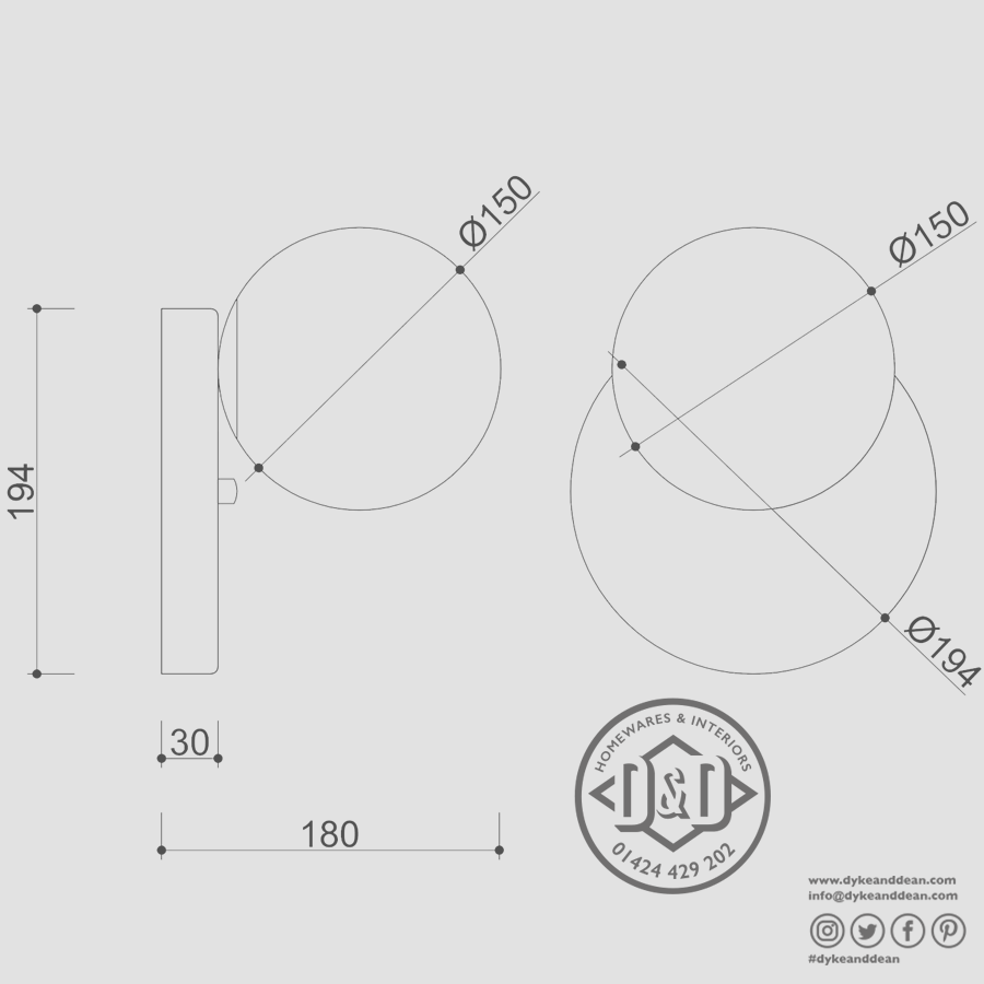 DROP GLOBE WALL LIGHT - DYKE & DEAN