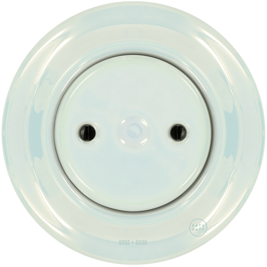 Concha porcelain wall end plug by Katy Paty with an 8.5mm central hole