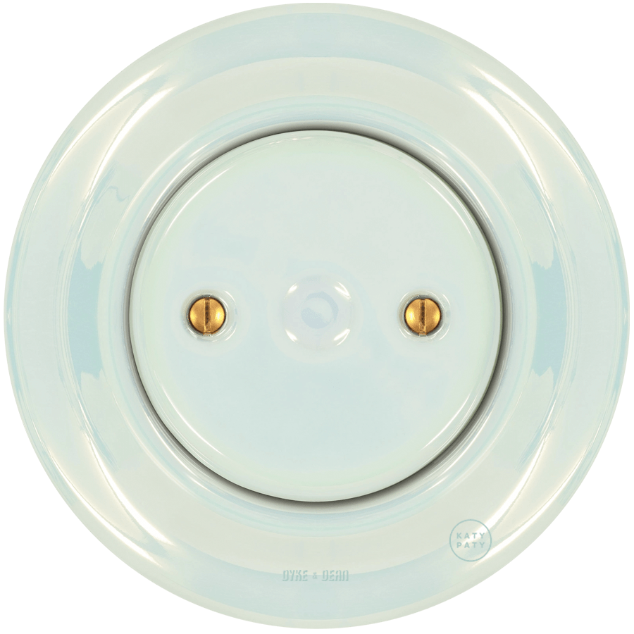 Concha porcelain wall end plug by Katy Paty with an 8.5mm central hole