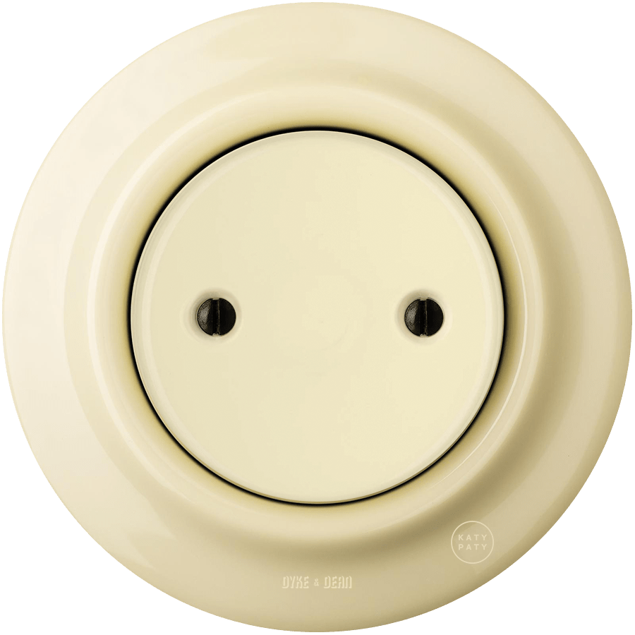 Vanilla porcelain wall end plug by Katy Paty with an 8.5mm central hole