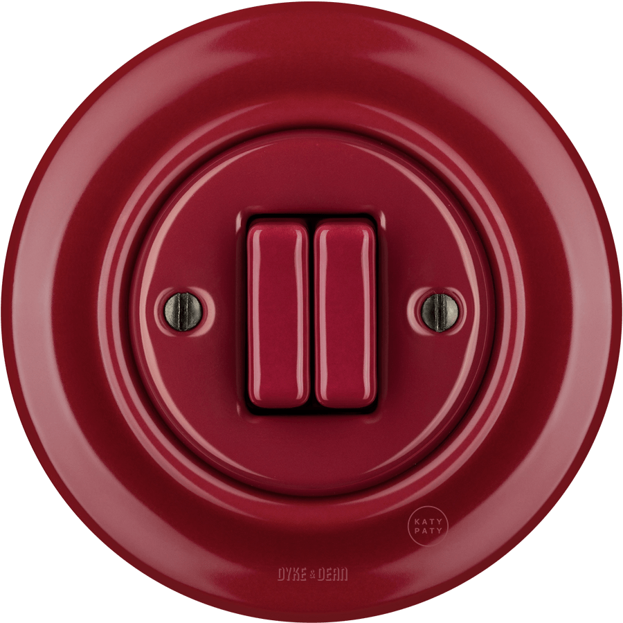 Burgundy porcelain double wall light switch by Katy Paty