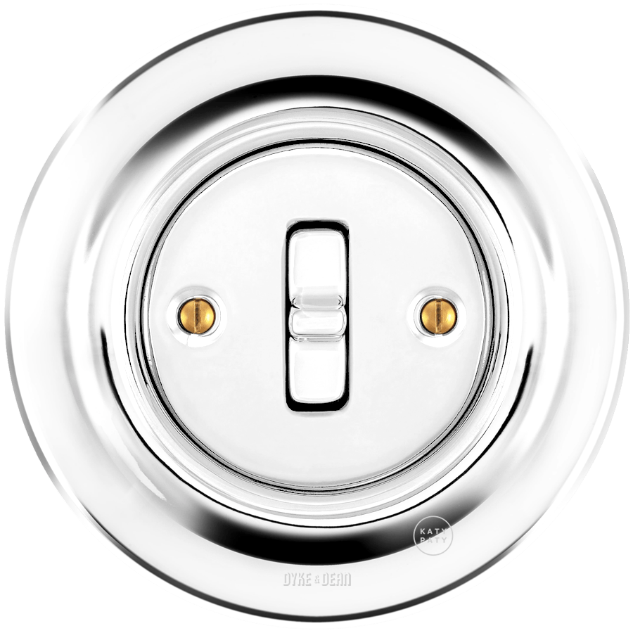 Chrome porcelain toggle wall light switch by Katy Paty