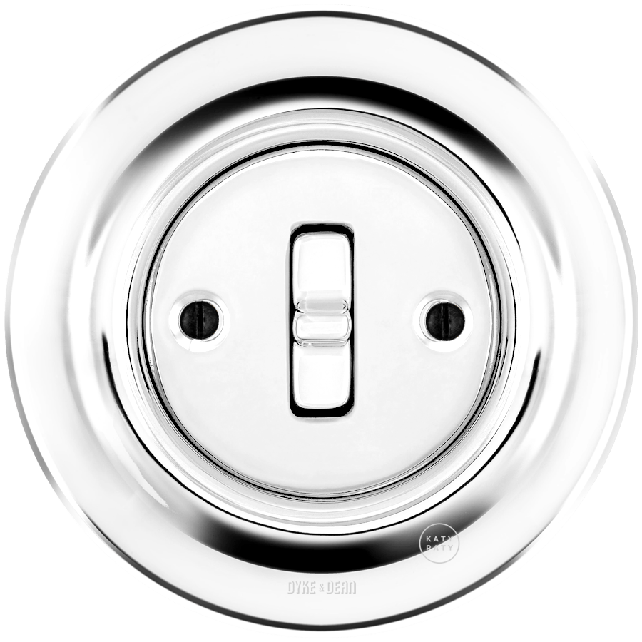Chrome porcelain toggle wall light switch by Katy Paty
